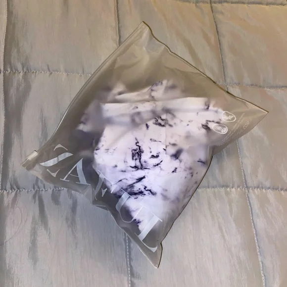 Zaful Bikini Size Large Black & White Marble Adjustable Top & Cheeky Bottom - Picture 4 of 4